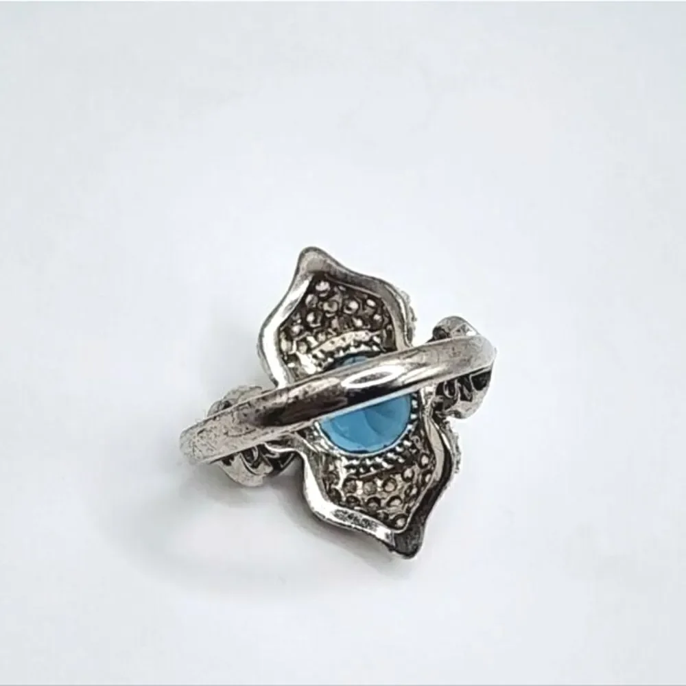 Art deco Silver Sapphire Ring